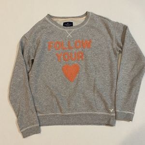 American Eagle Sweatshirt American Eagle gray "Follow Your Heart"